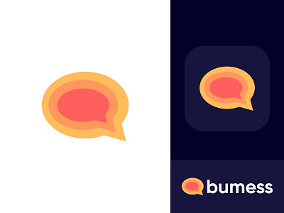 Logo Concept - Bumess branding and identity chat bubble colorful orange connection dynamic effect interaction logo design concept logo designer media app message messaging minimalist flat modern