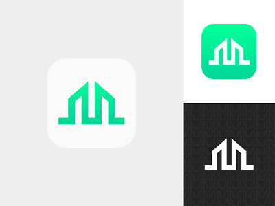 Building Logo Design app balance building logo buildings build construction dynamic effect geometric art green gradient background house home icon infrastructure interaction letter m letter b letter m letter b logo design logo designer for hire minimalist flat modern monogram letter mark