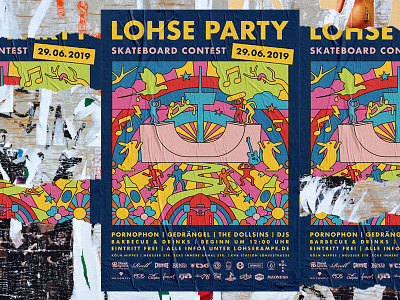 Lohse Party illustration poster skateboard skateboarding vector