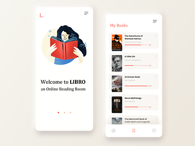 LIBRO app design books app illustration library app reading app ui books uxui