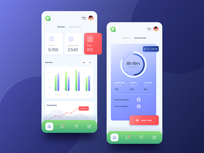 productivity app concept dashboard app dashboard ui productivity app statistics time management app time tracking to do list ui concept uxui