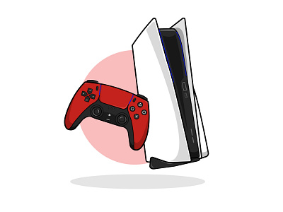 PS5 Console Illustration artwork black blue colorful console design digital illustration digitalart digitalartwork flat illustration minimal playstation playstation5 ps5 red vector vectorart