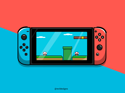 Nintendo Switch Lite illustration art artwork black blue cute design digital digitalart illustration mario nintendoswitch red vector vector art vector illustration vectorartwork