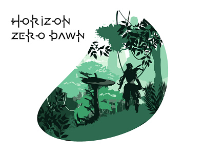 Horizon Zero Dawn illustration art artwork daily illustration design digital digitalart flat flat design game illustration green horizon zero dawn illustration vector vectorart