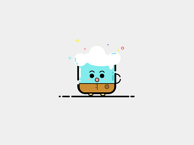 Boy flat illustration blue boy brown cup cute flat illustation sweet wow