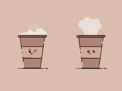 Coffe characters design angry art black brown character coffe cute design flat smile