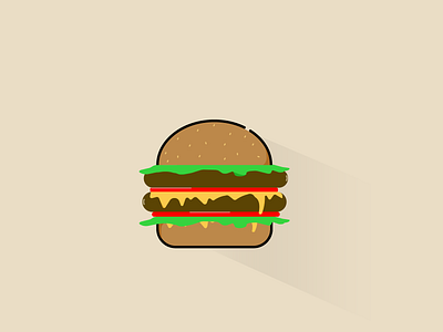 Hamburger flat design art black brown cheese design flat flat design green hamburger illustration red salad sesame tomato