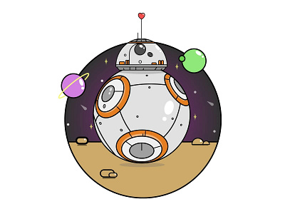 BB-8 flat illustration art bb 8 cute design flat flat design illustration star wars sweet