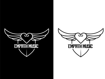 Empath Music logo design black design empathmusic heart logo logodesign minimal music vector wings