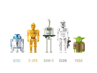 stɑːɹ wɔːɹz clon flat gan people r2 robot star war yoda