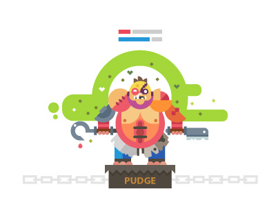 Pudge, Dota 10 butcher color dota flat game hero hook play pudge strong
