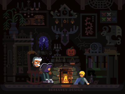 🎃 Happy halloween 🎃 animation candle character dark fire fireplace flat game halloween illustration night pumpkin