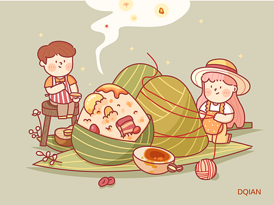 The Dragon Boat Festival illustration summer