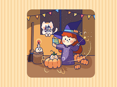 little witch cute art illustration kitty witch
