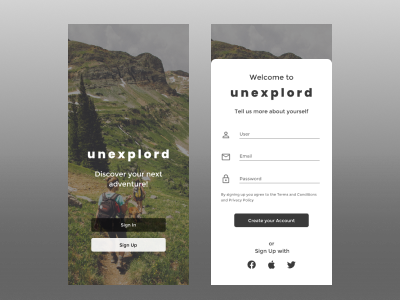 Daily UI 01/100 Sign Up dailydesign dailyui eplore graphic design travel travelapp ui