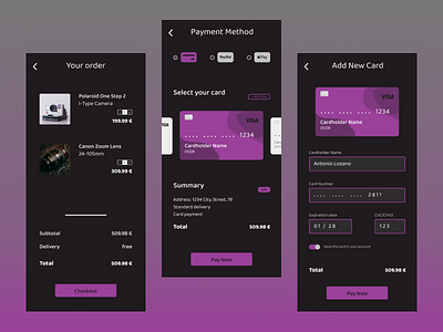 02/100 Credit Card Checkout app appdesign checkout creditcard dailyui dark payment ui