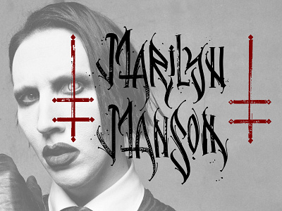 MARILYN MANSON / fan art antichrist calligraphy cross demon design hard illustration jesus judas lettering ligature logo marilyn manson mark mindryukov letters music rock satan typography vector