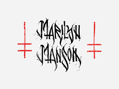 Marilyn Manson calligraphy cross demon design diablo for sale hard hell illustration lettering ligature logo marilyn manson mark music print rock sign typography vector