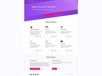 Top Hat Open Source Portal bowtie branding design github gradient icon logo open source pink purple top hat web web design website