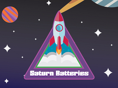 Saturn Batteries Badge badge branding flat design icon illustration illustrator logo space vector