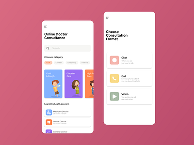 Doctor Consultation App app category chat clean consultation design doctor doctors flat illustration illustrator ios medicine mobile online physician search service ui ux