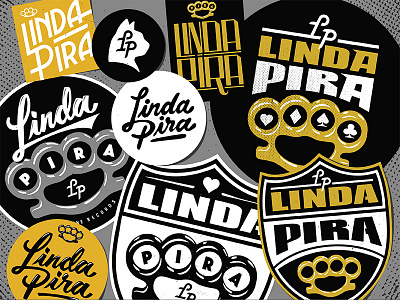 Linda Pira WIP branding brassknuckle emblem lettering linda pira logo logotype patch red line sticker