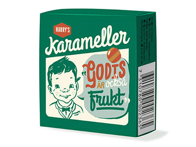 Harry's karameller candy illustration package packaging type