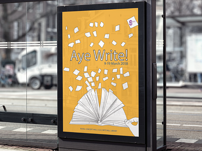 Aye Write books branding design illustration illustrator reading