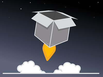 Box Rocket blast off box icon illustration logo rocket stars vector