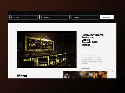 One page restaurant website