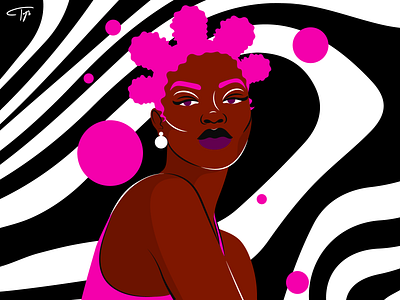 Miss Electric african african american bantu knots black character digital art hair illustration illustrator pink portrait