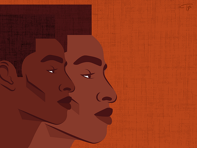 Distance africa african african american black black men digital art flat top hair illustration illustrator model orange portrait profile side profile texture