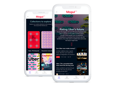 Mogul News "Collection" feature app articles ios app news news articles newspaper reading reading app