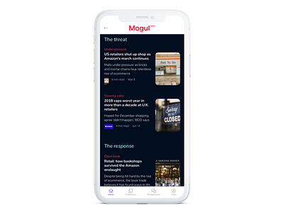 Mogul News "Collection" article list app articles design ios ios app news news articles newspaper reading reading app typography ui
