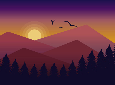 Nature Sunset Background art background illustration illustrator nature vector vector graphics