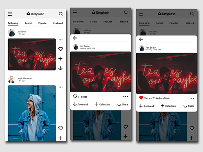 Unsplash App Redesign app redesign application application redesign art design illustration redesign ui uidesign uiux unsplash uxdesign