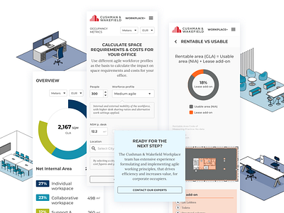 Cushman & Wakefield calculator design interface mobile app office ui