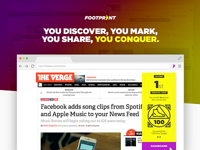 Footprint Browser Extension chrome extension identity purple ui userinterface website yellow