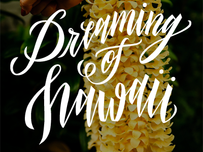 Dreaming Of Hawaii calligraphy dreaming flowers hand lettering hawaii lettering overlay typography