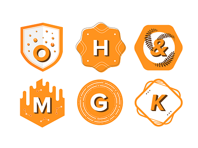Alphabet Badge Series 1 alphabet badge label leaf letter mark stroke vector
