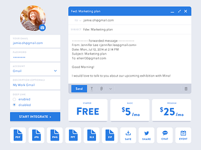 Email UI app email file forms gmail pdf pricing save sign up ui xls zip