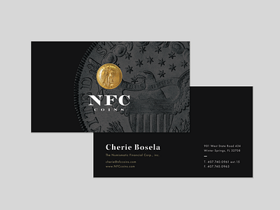 NFC Coins business card coin coins collector identity logo logomark quarter rare rebrand symbol usa