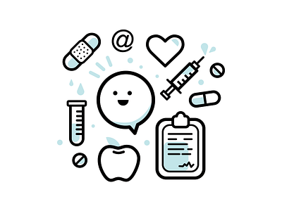 Healthcare Icons apple bandaid health healthcare hospital icons illo illustration pattern pill vector