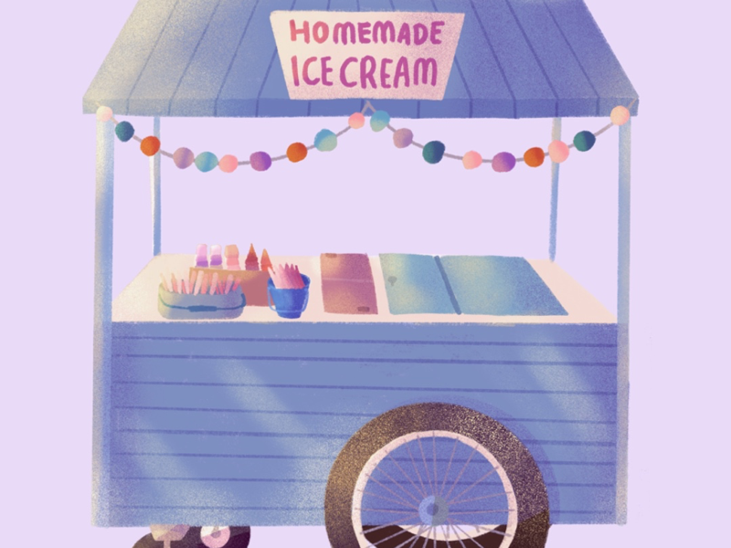 Ice Cream Food Stall visual art editorial design graphic design texture brush texture adobe photoshop concept art branding children book book cover icon illustration art direction editorial poster procreate app procreate digital art illustration