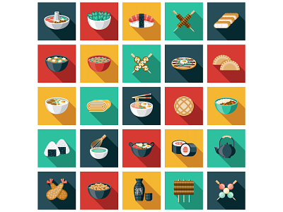 Japanese Food Icon Set flat design food icon icon set illustration japan japanese japanese food vector