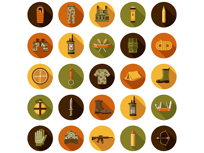 Camping Icon Set adventure camping flat design hunting icon icon set illustration outdoors