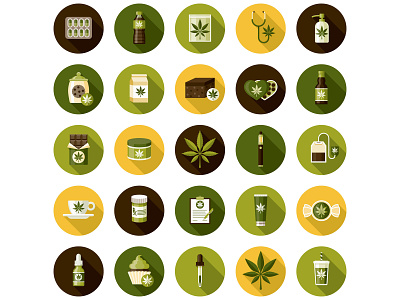 Marijuana Icon Set drug flat design food hemp icon icon set illustration marijuana pot vector