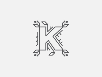 K floral k letter logo nordic ornament typography