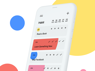 Habit — Daily Tracker app checkmarks circles color habit ios list tracker ui ux