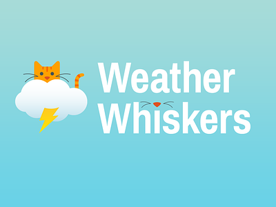 Weather Whiskers Logo app logo branding cat logo cats cloud kitteh kitten lightning logo weather weather cats weather whiskers